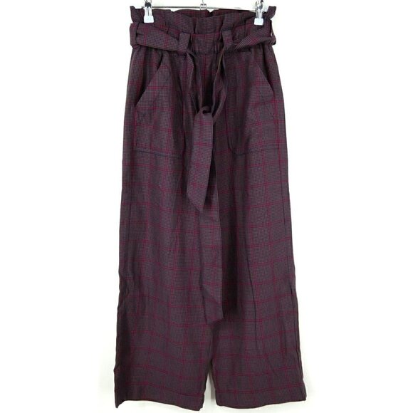 NWT Marine Layer Caroline Cropped Pants in Purple Plaid XS - Picture 3 of 4